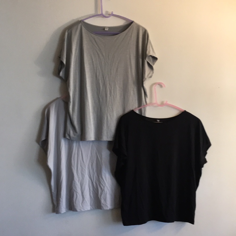Three Uniqlo boatneck dolman sleeve tees